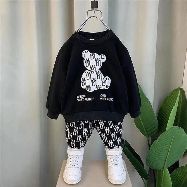 Black & White Teddy Kids Winter Track Suit