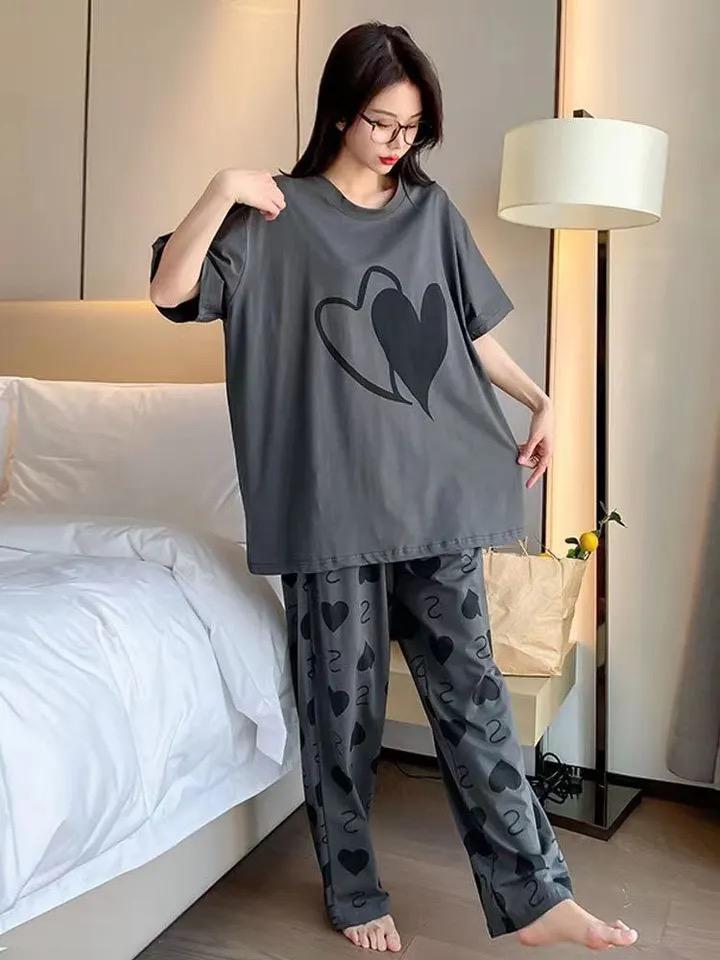 Pink with Black Heart The Ultimate Dream Wear Sleep Suit (SP-57)