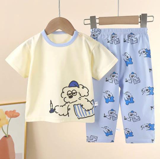 Off white Sleepy Puppy Printed The Ultimate Kids Sleep Suit (OM-358)