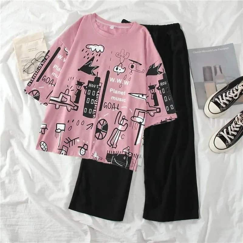 Multi Planet Printed Half Sleeves The Ultimate Dream wear Sleep Suit
