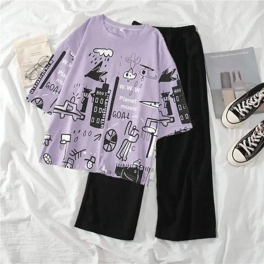 Multi Planet Printed Half Sleeves The Ultimate Dream wear Sleep Suit