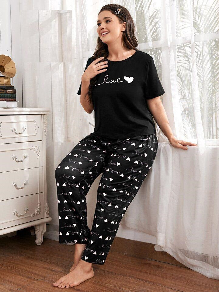 Black Love Printed The Ultimate Dream Wear Sleep Suit (OM-76)
