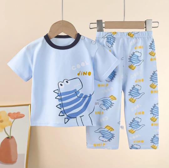 Sky blue Cool Dino Printed The Ultimate Kids Sleep Suit (OM-356)