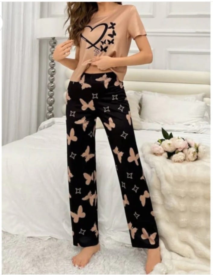 Brown Heart Butterflies The Ultimate Dream Wear Sleep Suit (OM-66)