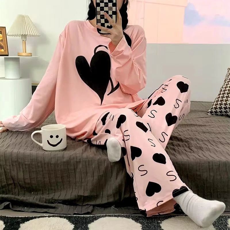 Pink with Black Heart The Ultimate Dream Wear Sleep Suit (SP-57)
