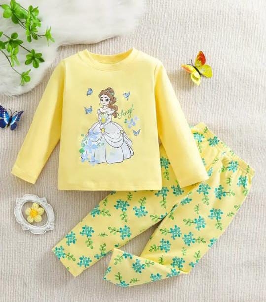 Yellow Princess Printed The Ultimate Kids Sleep Suit (OM-368)