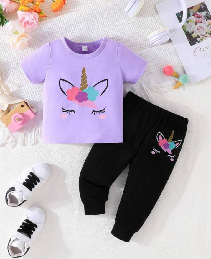 Purple Unicorn Eyes with black pajama Printed The Ultimate Kids Sleep Suit (OM-370)