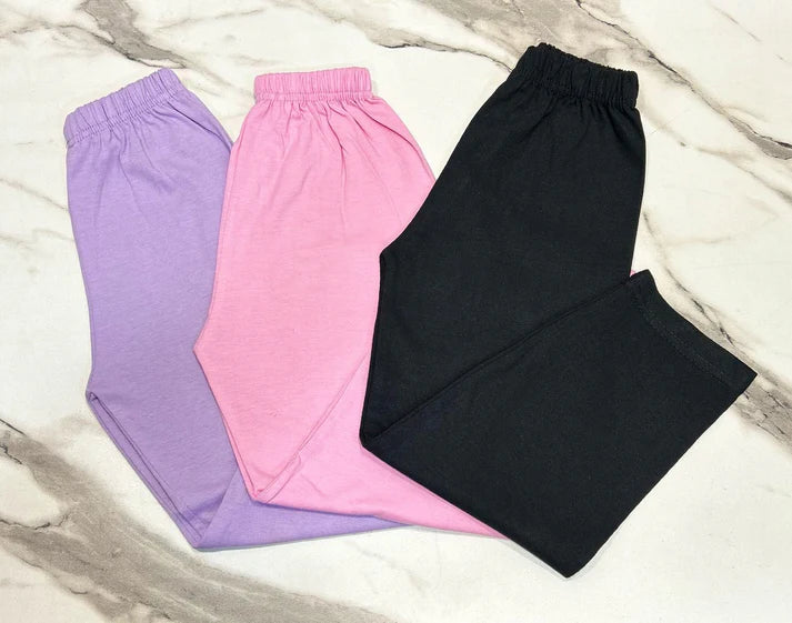 Simple Style Pack of 3 Plain Trousers for Girls (OM-385)