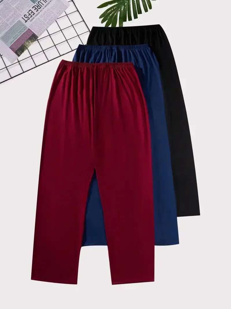 Pack Of 3 Plain Maroon Black Blue Plazo Pajama – Comfortable Everyday Wear ( OM-90112)