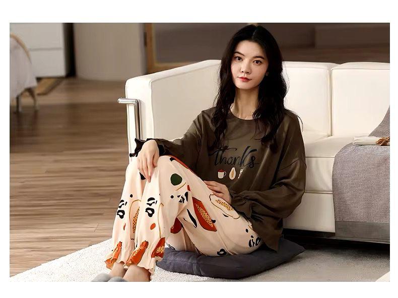 Brown Thanks Frill Sleeves Full Sleeves with Printed Trouser The Ultimate Dream Wear Sleep Suit (OM-146)