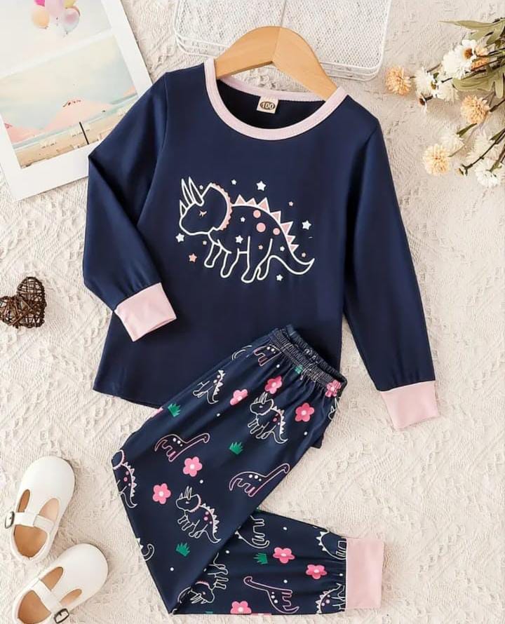 Navy Blue Hippo Printed The Ultimate Kids Sleep Suit (OM-361)