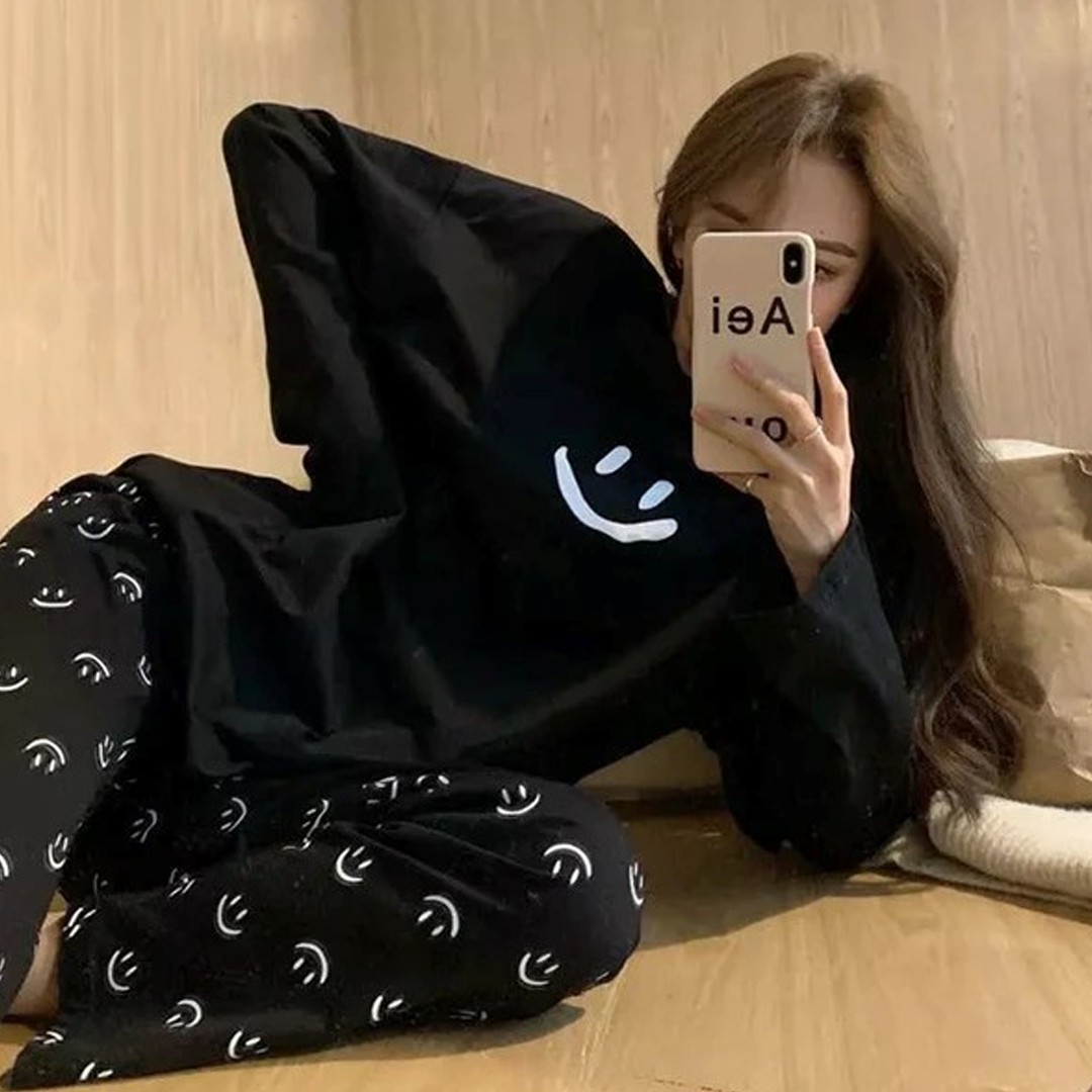 Black Smile Full Sleeves The Ultimate Dream wear Sleep Suit (OM-53)