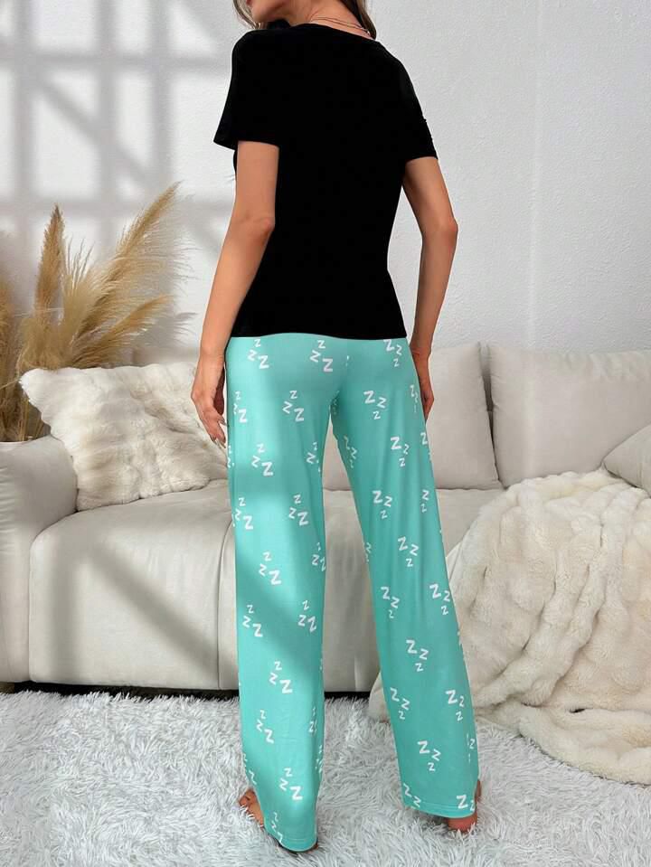 Black Do Not Disturb Printed The Ultimate Dream Wear Sleep Suit (OM-49)