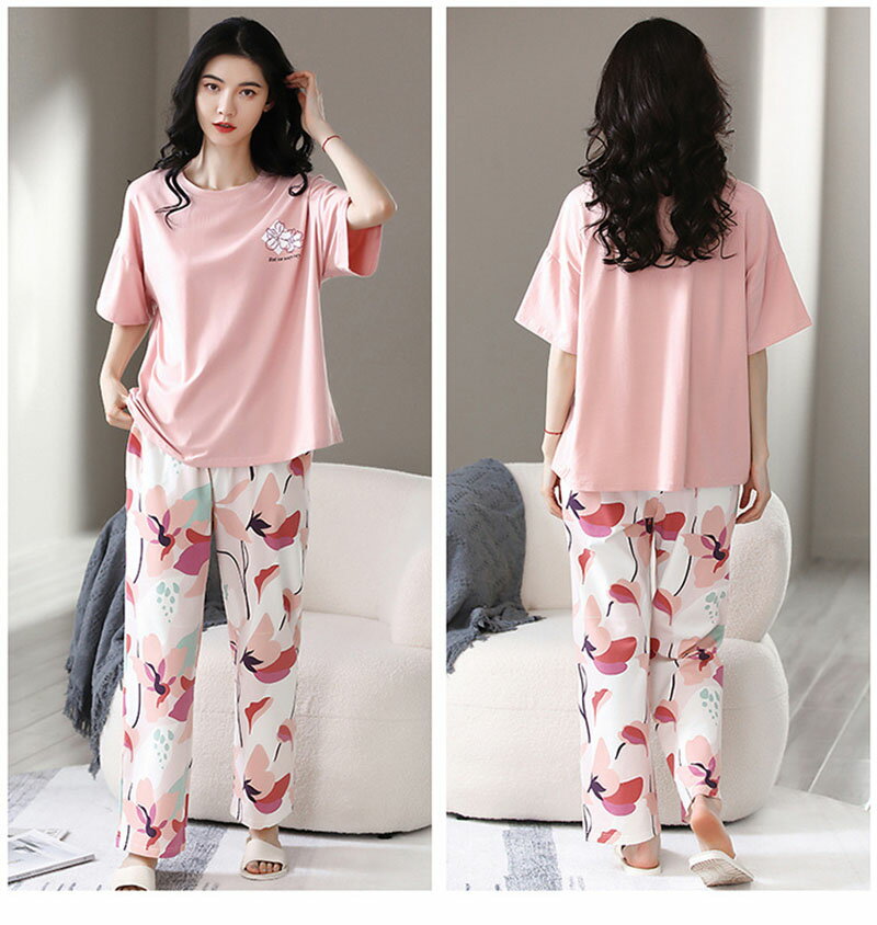 Pink Printed Half Sleeves Night Suit The Ultimate Dream Wear Sleep Suit (OM-119)